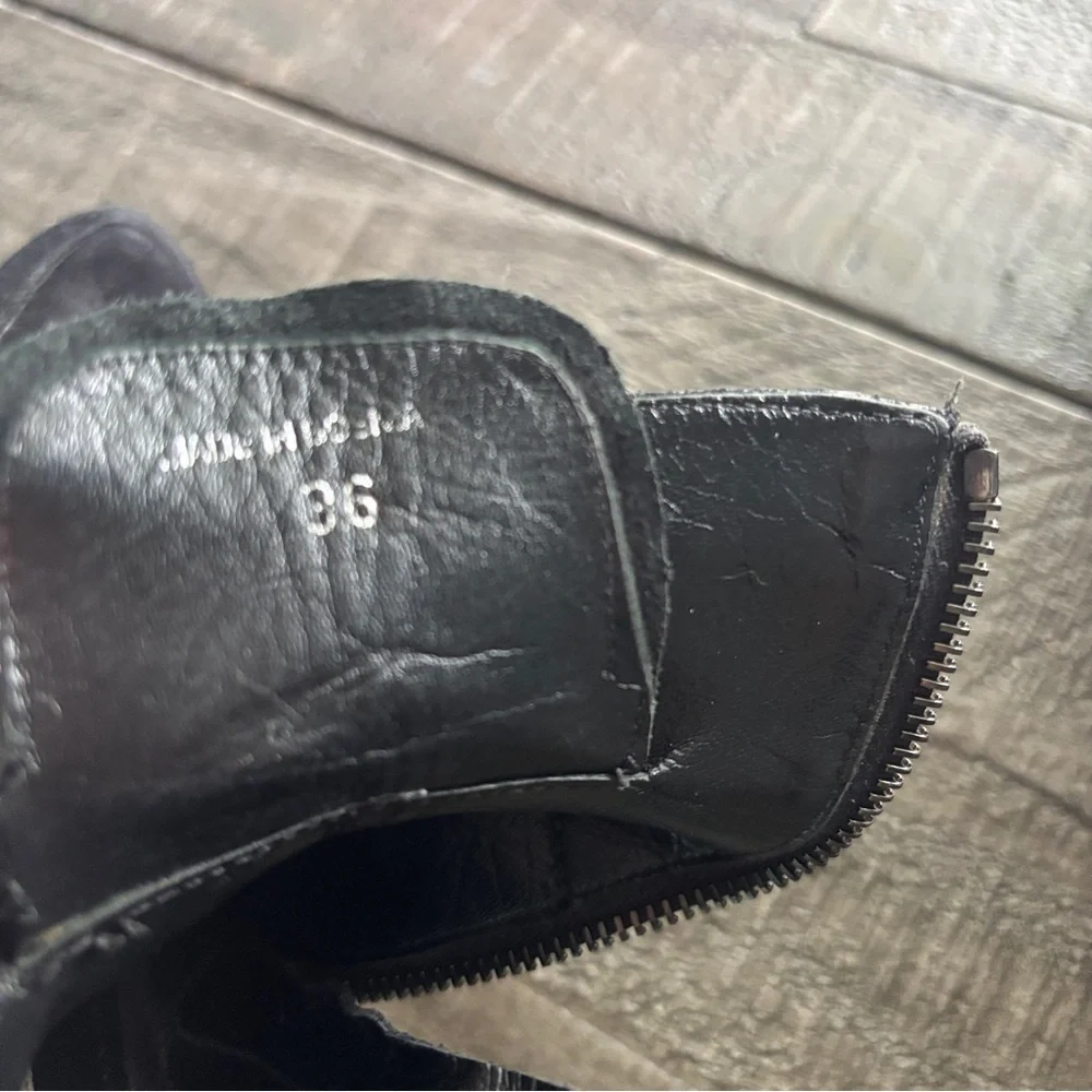 Miu Miu Prada $1100 Black Ankle Booties with Rugged Sole Moto Rock‎ Boots Shoes